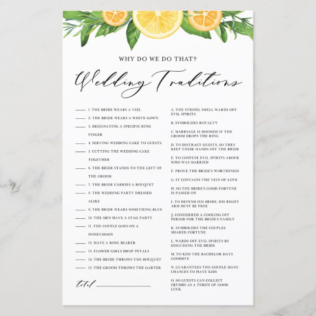 Zitronen und Orangen Hochzeiten Traditionen Duschs (Vorderseite)