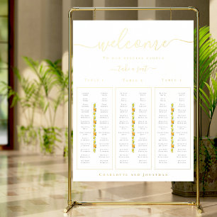 Zitronen- und Orangenzitrus-Hochzeitstabelle Gold Foliendrucke