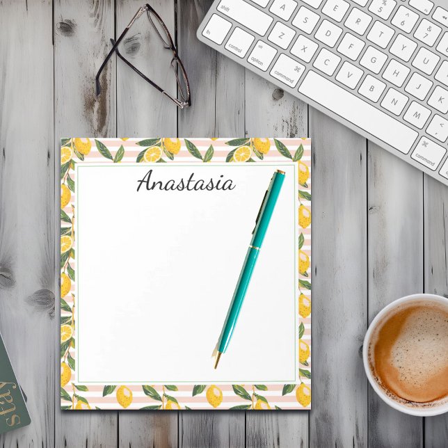 Zitronen und rosa Gelbe Gingham Notizblock (Von Creator hochgeladen)