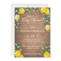 Zitronen und rustikale Holzdusche Einladungskarte
