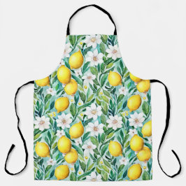 Zitronen und weiße Blume - französische Landesdeko Schürze