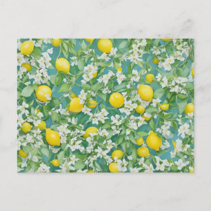 Zitronen und weiße Blume Postkarte