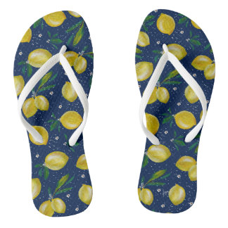 Zitronen von Sorrento Blau und Gelb Designer Flip Flops