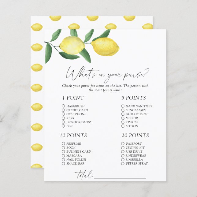 Zitronen - Was ist in deinem Handtaschenspiel? (Vorne/Hinten)