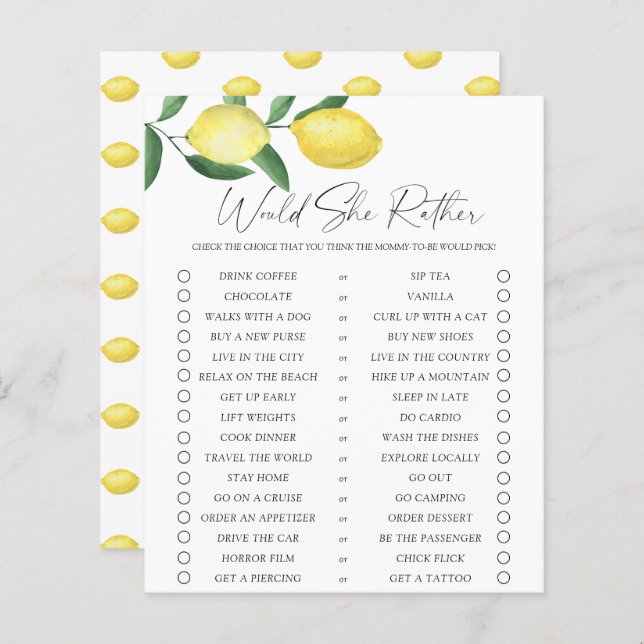 Zitronen - Würde sie lieber spielen (Vorne/Hinten)