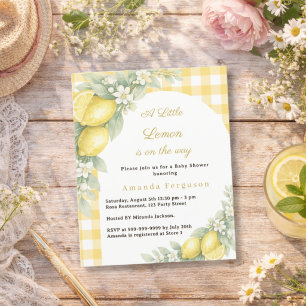Zitronen-Zitrus-Gingham-Baby-Shower-Einladung