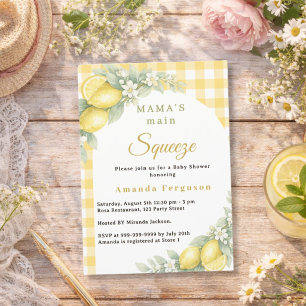 Zitronen-Zitrus-Gingham Hauptliebling Baby Shower Einladung