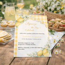 Zitronen Zitrus Gingham Sommer Garten Geburtstag