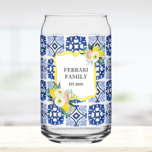 Zitronen-Zitrus-Marineblau-Italienisch-Mittelmeer Dosenglas