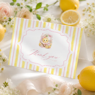 Zitronen-Zitrus-Streifen Mädchen Baby Shower Dankeskarte