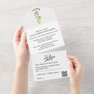 Zitronen-Zitrus zusammen mit RSVP Brunch-Hochzeit All In One Einladung