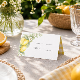 Zitronen Zitrusgelb Gingham Gartenparty Platzkarte
