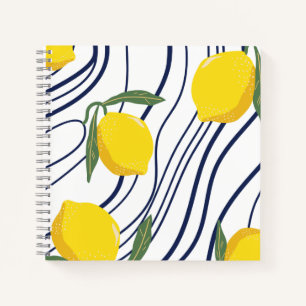 Zitronen zum botanischen Geschenksommer "Blue Curv Notizbuch