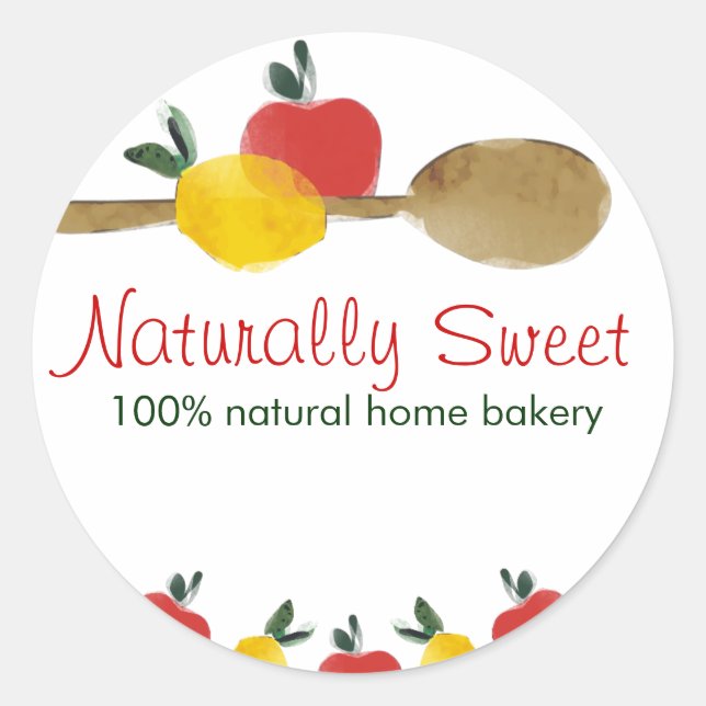 Zitronenapfellöffel Backbäckerei Geschenksticker Runder Aufkleber (Vorderseite)
