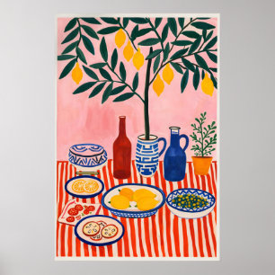 Zitronenbaum-Küchenposter, mediterrane Stilleben Poster