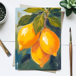 Zitronenbaum Wasserfarben Fruchtbespannung Postkarte