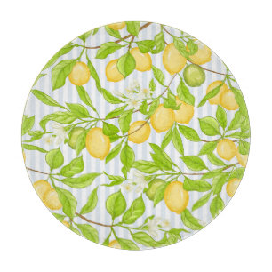 Zitronenbaumzweig: Streifen nahtloses Muster Schneidebrett