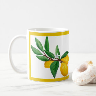 Zitronenblatt-Wasserfarben-Gelb-Liniendesign   Zit Kaffeetasse