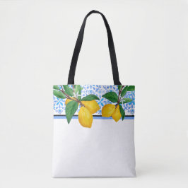 Zitronenblatt-Wasserfarben-Tasche | Blaues Amalfi-