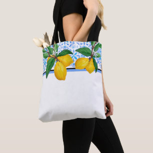 Zitronenblatt-Wasserfarben-Tasche Blaues Amalfi-