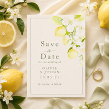 Zitronenblüten Elfenbein Garten Save-the-Date-Kart