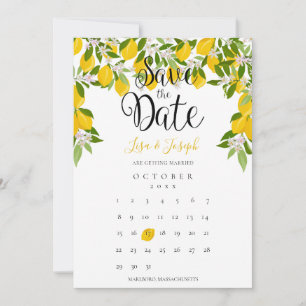 Zitronenblüten-Grün Save-the-Date-Kalender Einladung