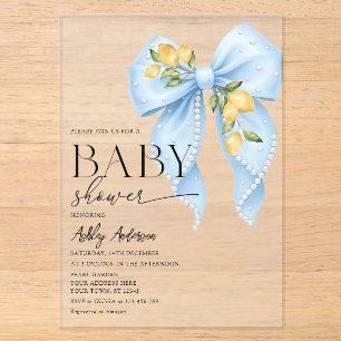 Zitronenbogenschnur Baby Shower Acryleinladungen