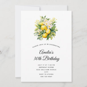 Zitronenbouquet mit weißen Blüten Geburtstag Einladung