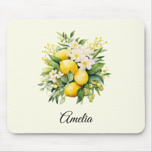 Zitronenbouquet mit weißen Blüten Mousepad