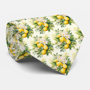 Zitronenbouquet mit weißen Blüten Muster Krawatte