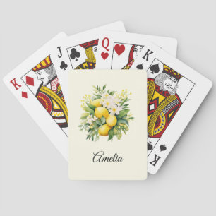 Zitronenbouquet mit weißen Blüten Spielkarten