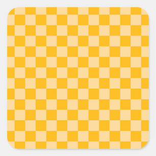Zitronencreme-Karo-Schachbrettmuster Quadratischer Aufkleber