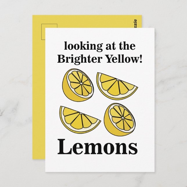 Zitronenfrucht mit Blick auf die hellgelben Zitron Postkarte (Vorne/Hinten)