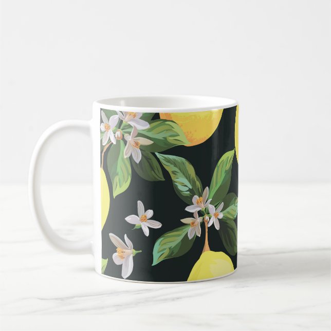 Zitronenfrucht: Nahtloses Muster Kaffeetasse (Links)