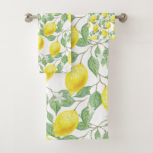 Zitronenfrüchte Frucht gelbes Muster Trendy Badhandtuch Set