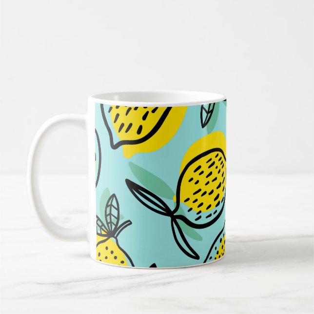 Zitronenfrüchte: Vintage Sommermuster. Kaffeetasse (Links)