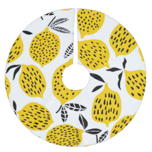 Zitronenfrüchte: Vintages, nahtloses Design. Polyester Weihnachtsbaumdecke