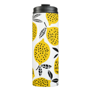 Zitronenfrüchte: Vintages, nahtloses Design. Thermosbecher