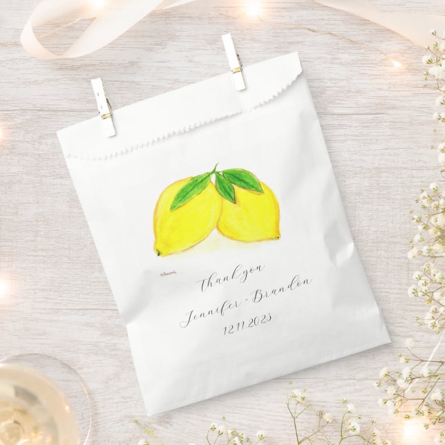 Zitronenfrüchte Zitrusfrüchte Hochzeit Wasserfarbe Geschenktütchen (Ausgeschnitten)