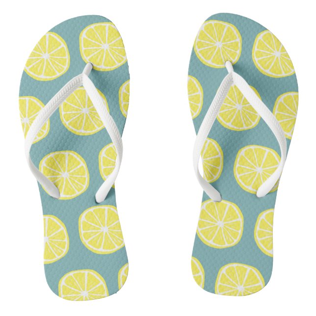 Zitronenfrüchte Zitrusfrüchte Sommer tropische Frü Flip Flops (Fußbett)
