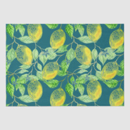 Zitronenfruchtmuster gelb grün seidenpapier