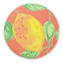 Zitronenfruchtmuster gelb und pfirsichrosa