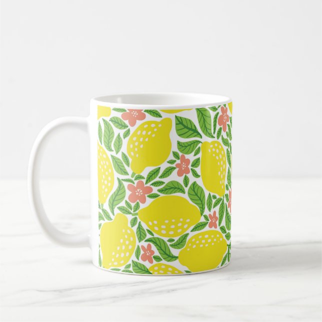 Zitronenfruchtmuster. Zitrusfrüchtepflücke Kaffeetasse (Links)