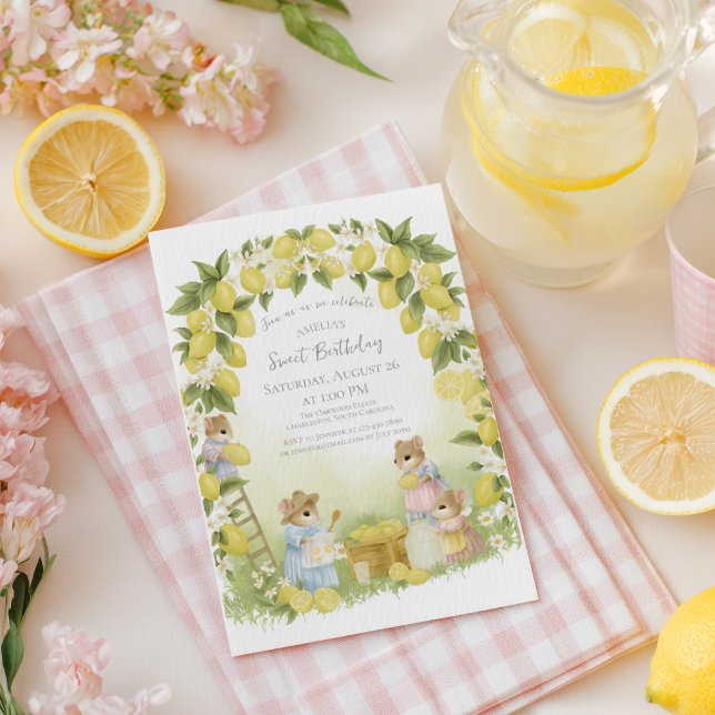 Zitronengarten mit Mäusen Geburtstag Einladung (Von Creator hochgeladen)