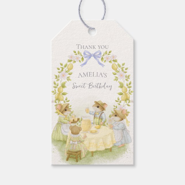 Zitronengarten mit Mäusen Geschenkanhänger (Vorderseite)