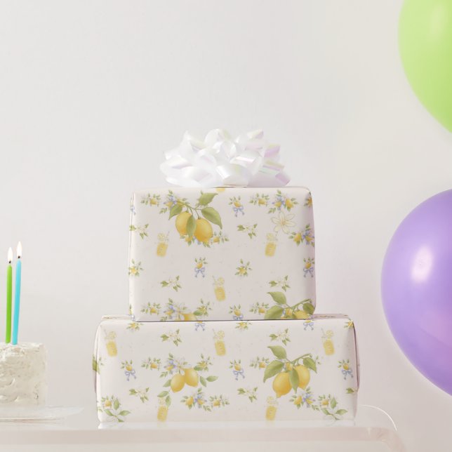 Zitronengarten mit Mäusen Geschenkpapier (Partygeschenke)
