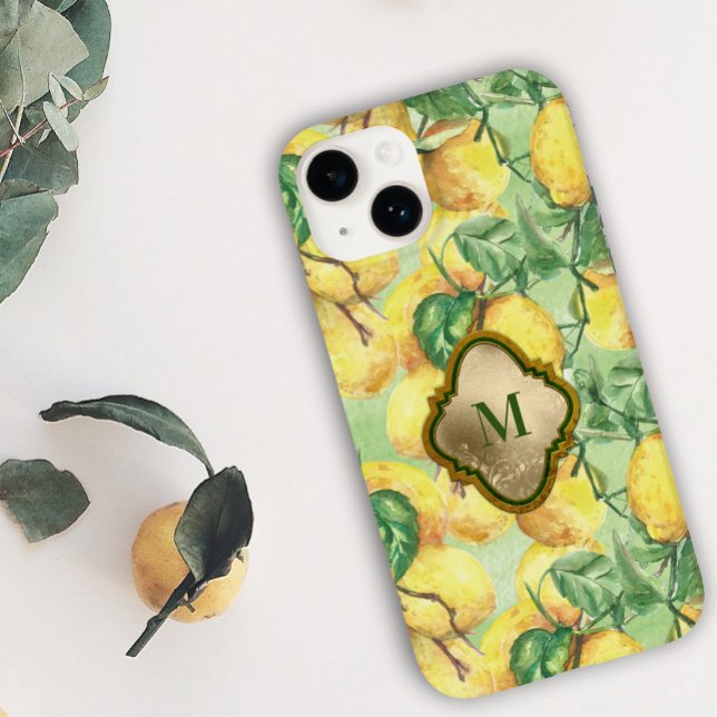 Zitronengarten-Monogramm-Etasche iPhone Hülle (Von Creator hochgeladen)