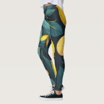 Zitronengarten-Muster. Gelbe tropische Zitrusfrüch Leggings<br><div class="desc">Leggings aus gelbem Zitrusfrüchteppich</div>