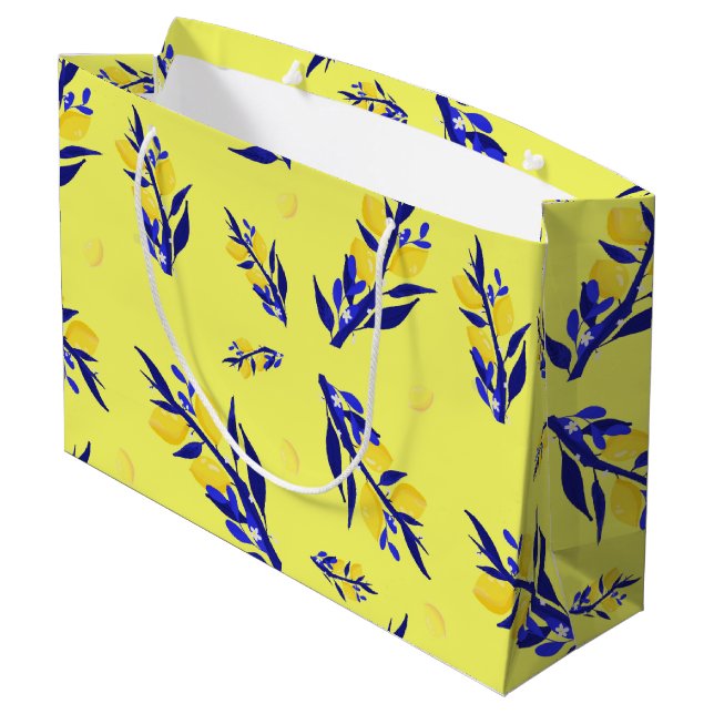Zitronengelb Große Geschenktüte (Rückseite Schrägansicht)