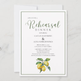 Zitronengelbe Florale Hochzeitsprobe-Dinner  Einladung